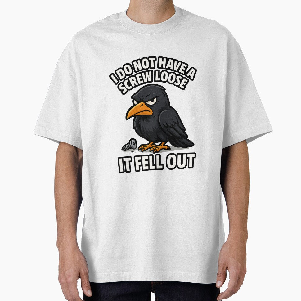 Grumpy Cartoon Crow Funny Screw Loose Sarcasm Design - Adult & Kids T-Shirts, Sweatshirts & Hoodies apparel design preview 1