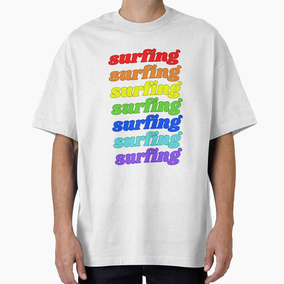 Surfing Rainbow by Stepadoda - Adult & Kids T-Shirts, Sweatshirts & Hoodies apparel design preview 1