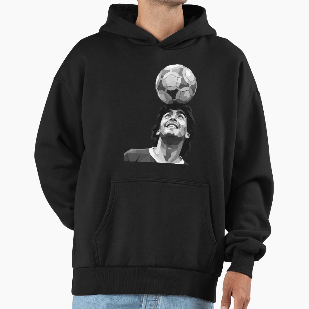Maradona Grayscale Hoodie - Aesthetic Graphic Men Women - T-Shirt, Sweatshirt, Hoodie