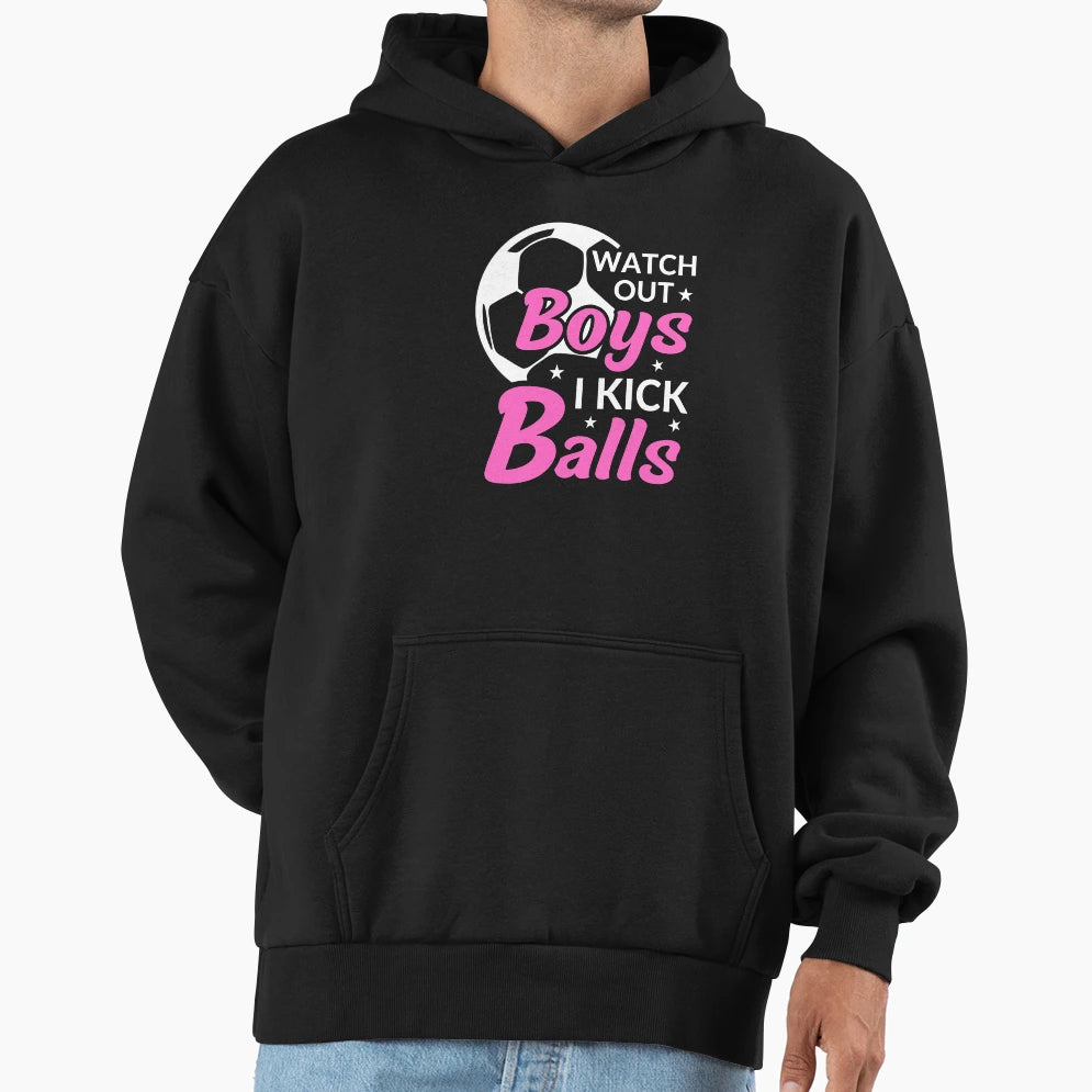 Soccer Female Soccer Player Kicking Hoodie - Novelty Apparel for Adults - T-Shirt, Sweatshirt, Hoodie