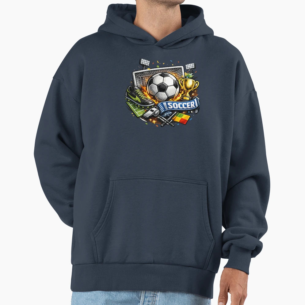 Dynamic Soccer Football Illustration Ball Hoodie - Minimalist Print Unisex - T-Shirt, Sweatshirt, Hoodie