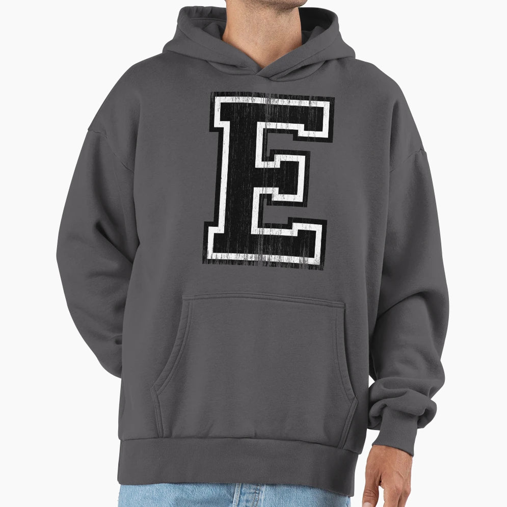 Big Varsity Letter E Hoodie - Unique Graphic for Adults - T-Shirt, Sweatshirt, Hoodie