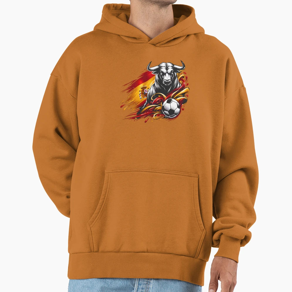 Spain Soccer 2024 Bull Flag Football Fan Hoodie - Trendy Graphic Men Women - T-Shirt, Sweatshirt, Hoodie