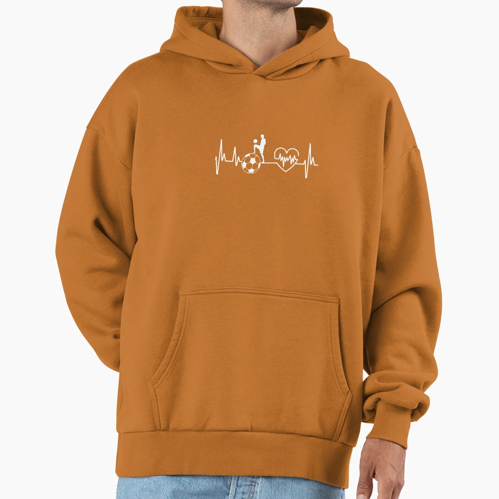 Love Football Heartbeat Hoodie - Graphic Print Men Women - T-Shirt, Sweatshirt, Hoodie