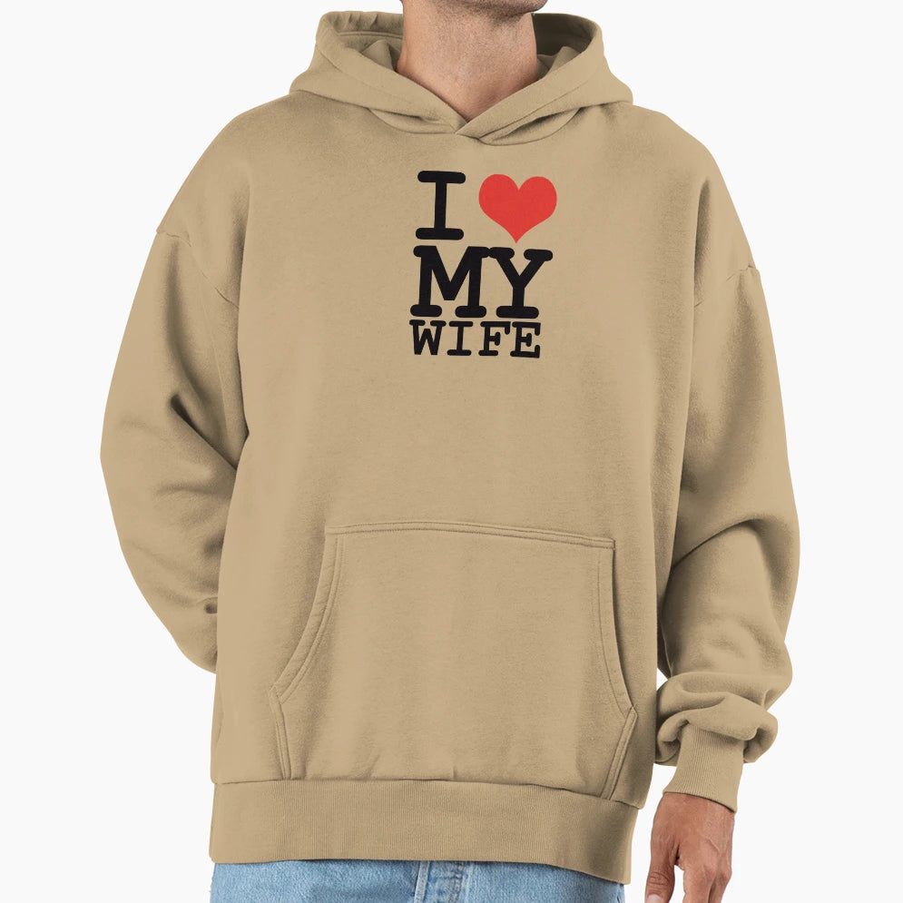 I Love My Wife Hoodie - Minimalist Print Men Women - T-Shirt, Sweatshirt, Hoodie