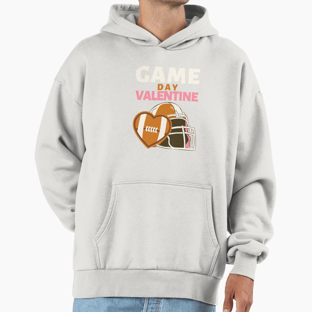Funny Game Day Valentine Rugby Hoodie - Novelty Apparel for Adults - T-Shirt, Sweatshirt, Hoodie
