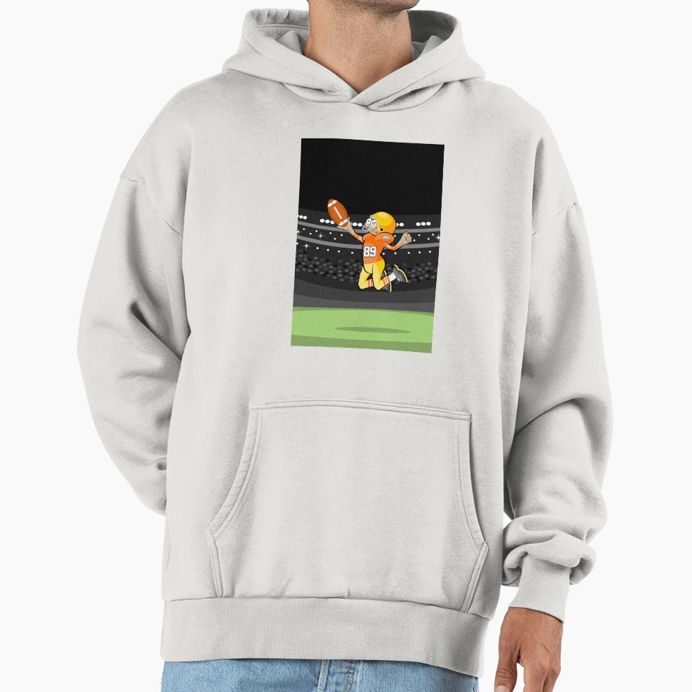 American Football Player Jumps Ball Hoodie - Casual Everyday Wear Unisex - T-Shirt, Sweatshirt, Hoodie