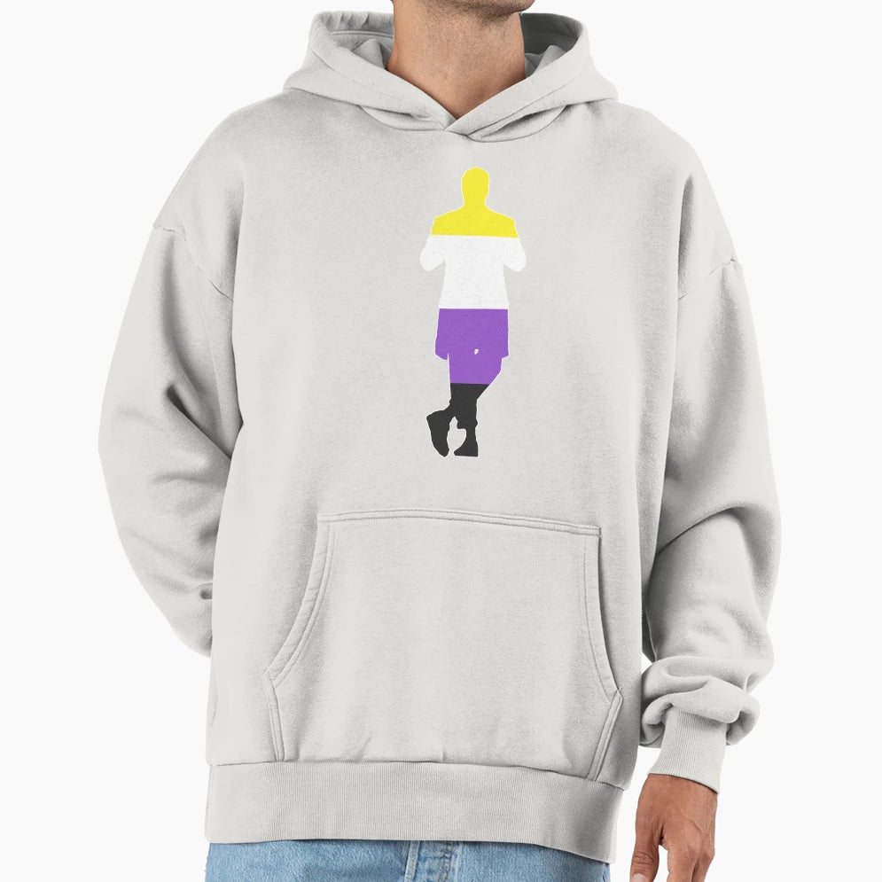 Master Silhouette Non Binary White Hoodie - Aesthetic Graphic Men Women - T-Shirt, Sweatshirt, Hoodie