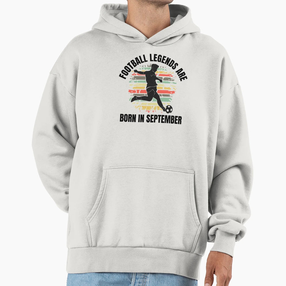 Football Legends Born September Sunset Hoodie - Unique Graphic for Adults - T-Shirt, Sweatshirt, Hoodie