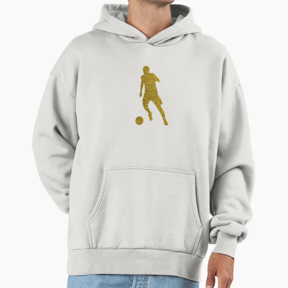 Football Soccer Shooter Golden Glitter Hoodie - Novelty Apparel for Adults - T-Shirt, Sweatshirt, Hoodie