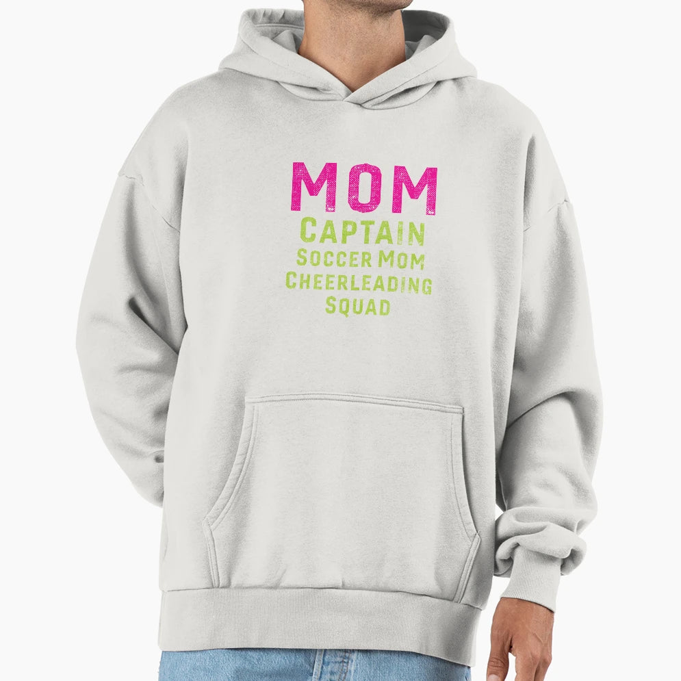 Mom Soccer Cheerleading Squad Funny Hoodie - Trendy Graphic for Adults - T-Shirt, Sweatshirt, Hoodie