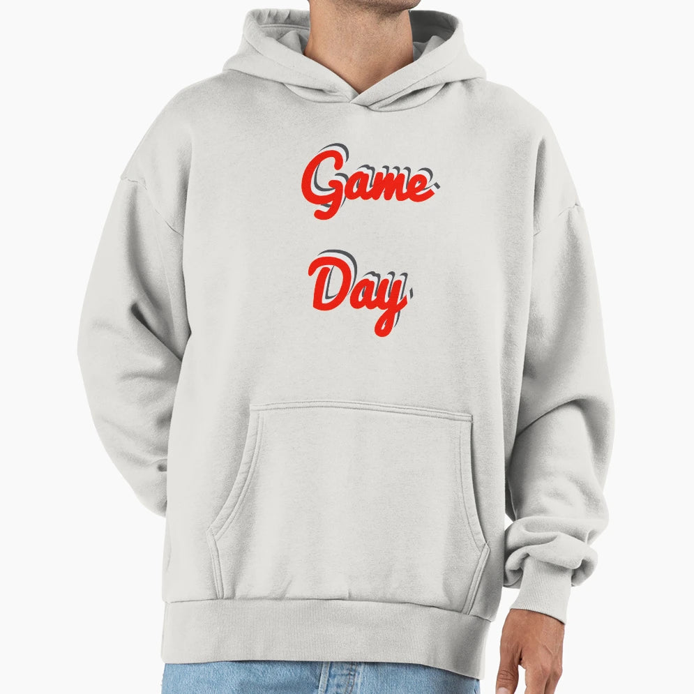 Red And White Game Day Hoodie - Unique Graphic for Adults - T-Shirt, Sweatshirt, Hoodie