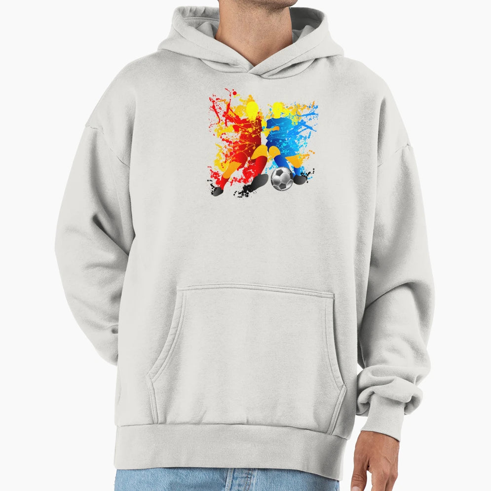 Football Players Splash Soccer Ball Hoodie - Aesthetic Graphic Men Women - T-Shirt, Sweatshirt, Hoodie