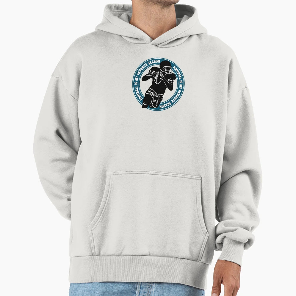 Football Is My Favorite Season Word Blue Hoodie - Custom Art Print Unisex - T-Shirt, Sweatshirt, Hoodie