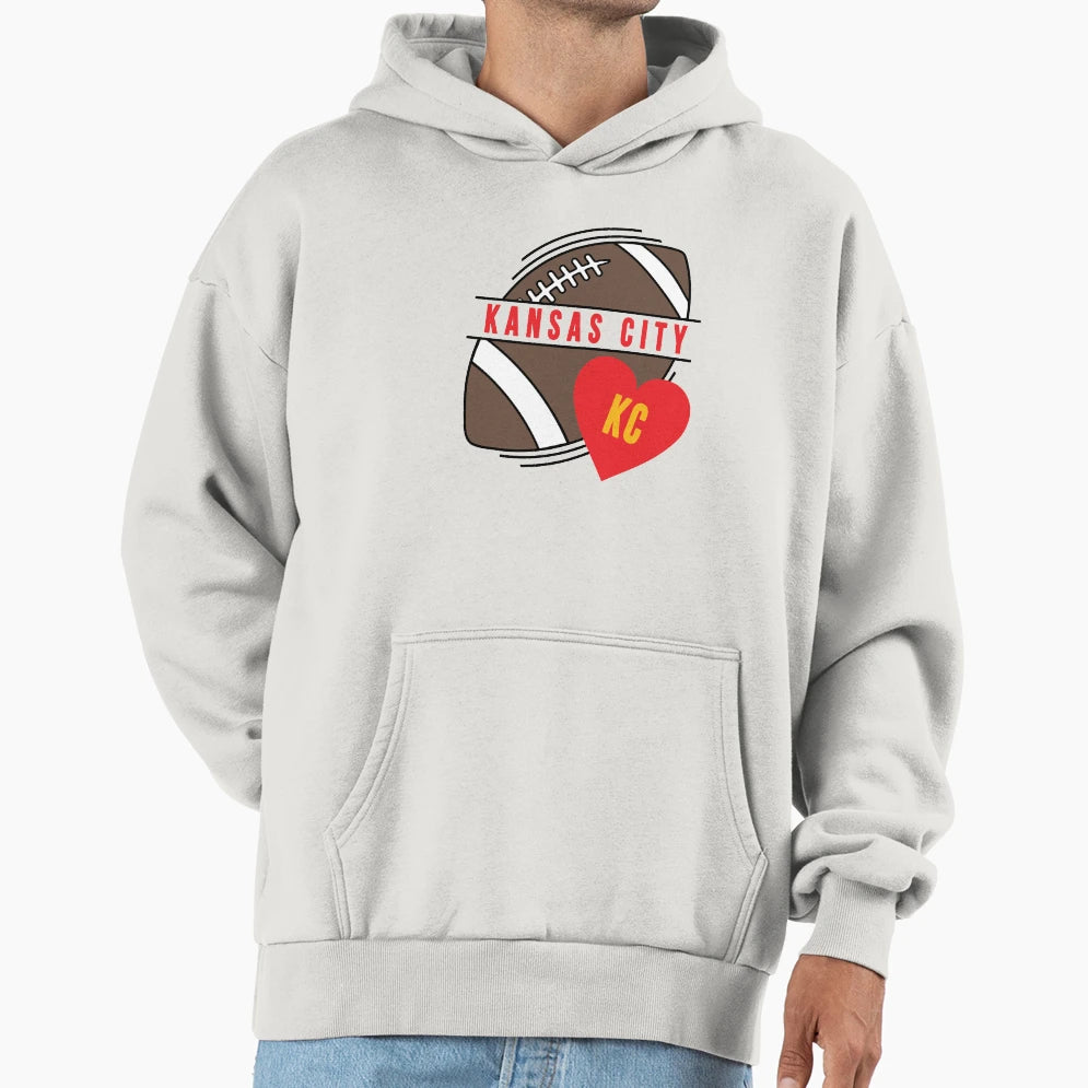Kansas City Heart Kc Football Hoodie - Streetwear Style Men Women - T-Shirt, Sweatshirt, Hoodie