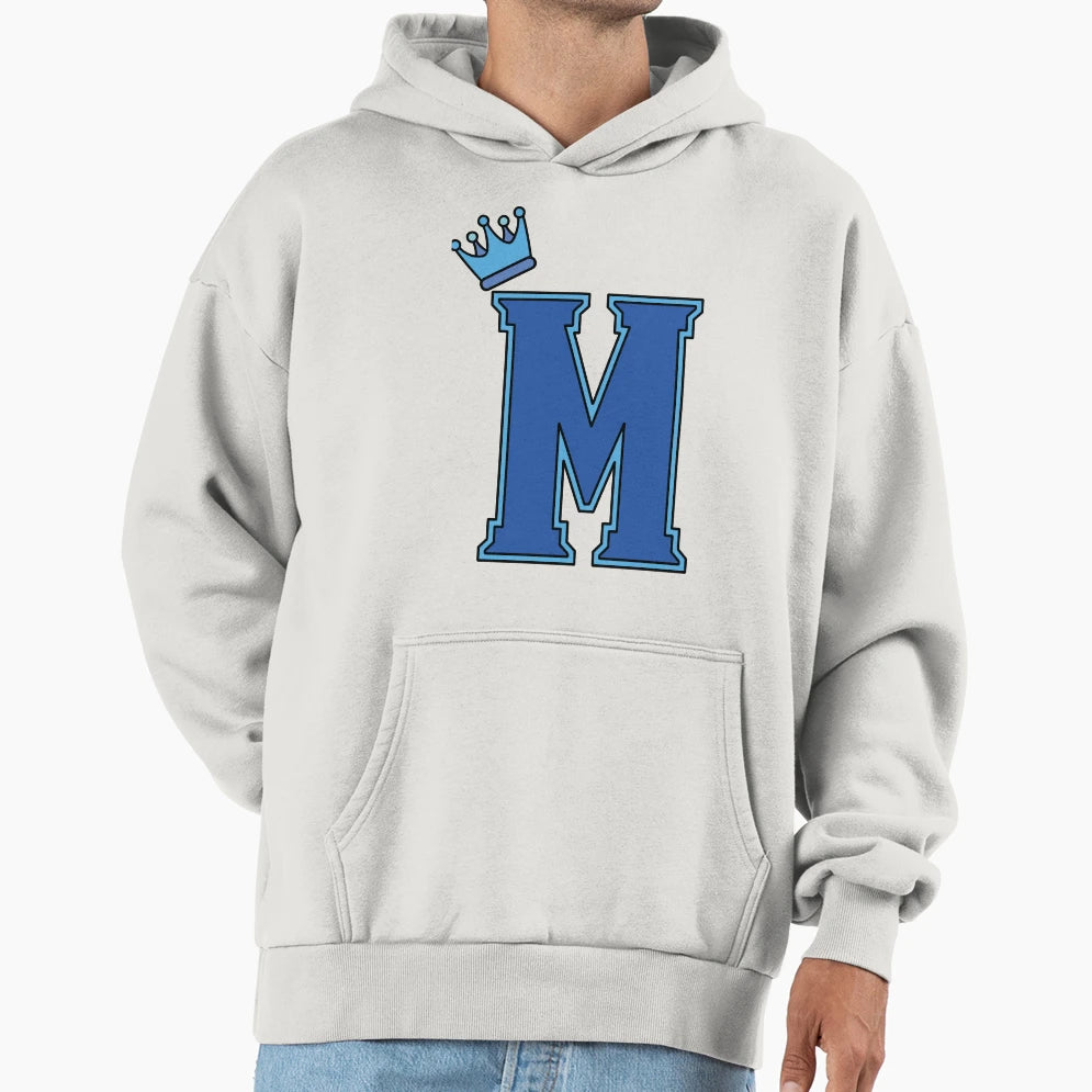 Blue Letter M Hoodie - Minimalist Print Unisex - T-Shirt, Sweatshirt, Hoodie