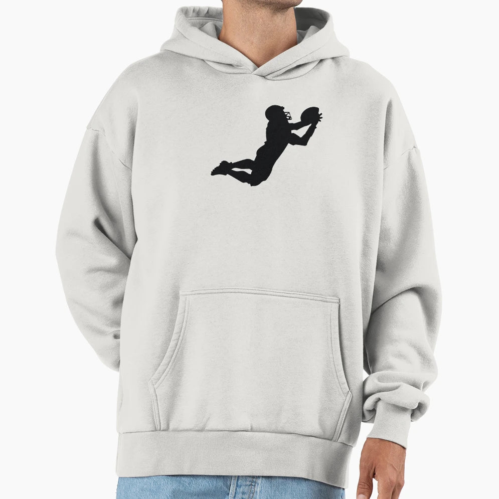 Football Player Action Silhouette Hoodie - Graphic Print for Adults - T-Shirt, Sweatshirt, Hoodie