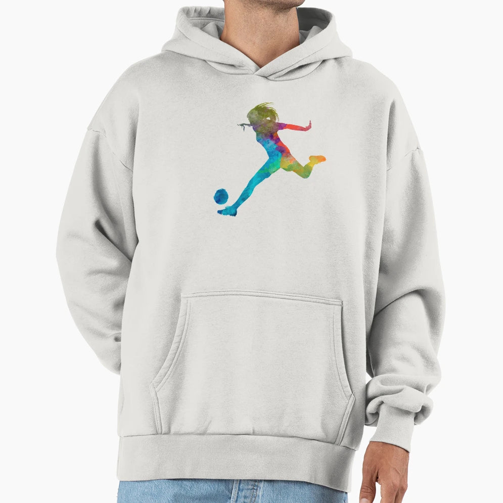 Soccer Player 01 Watercolor Hoodie - Custom Art Print for Adults - T-Shirt, Sweatshirt, Hoodie