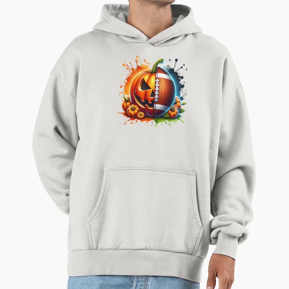 Pumpkin Football Halloween Fall Sports Vibes Hoodie - Trendy Graphic Unisex - T-Shirt, Sweatshirt, Hoodie