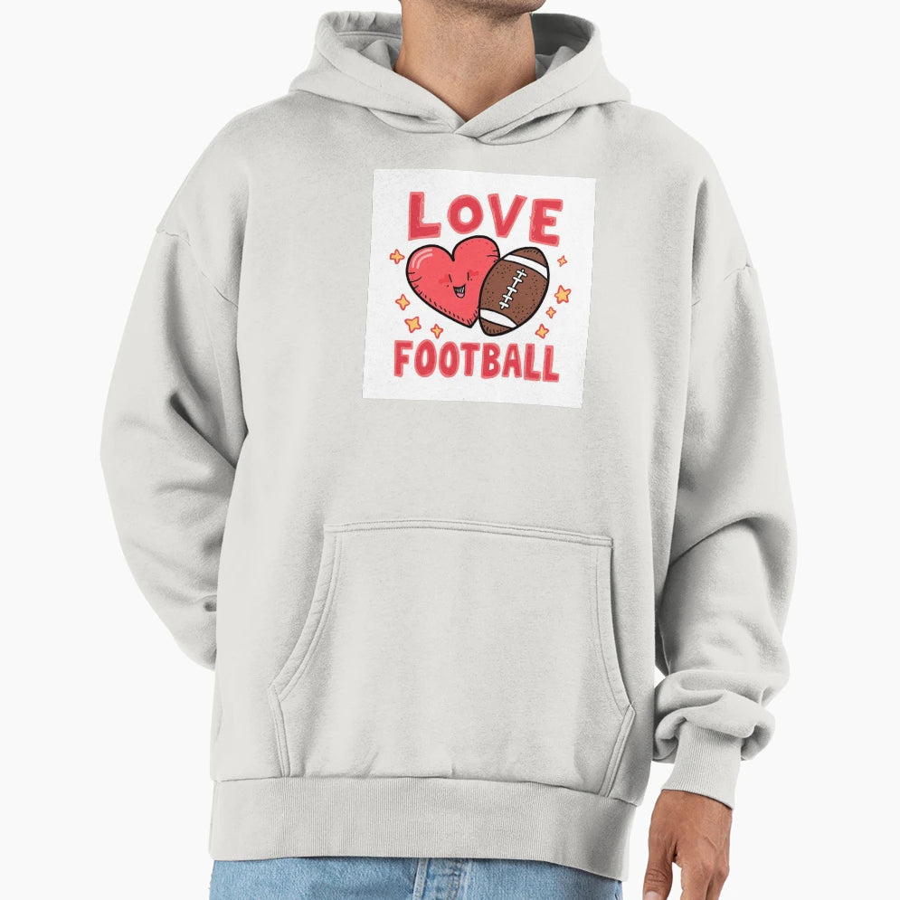 Love Football Hoodie - Trendy Graphic for Adults - T-Shirt, Sweatshirt, Hoodie