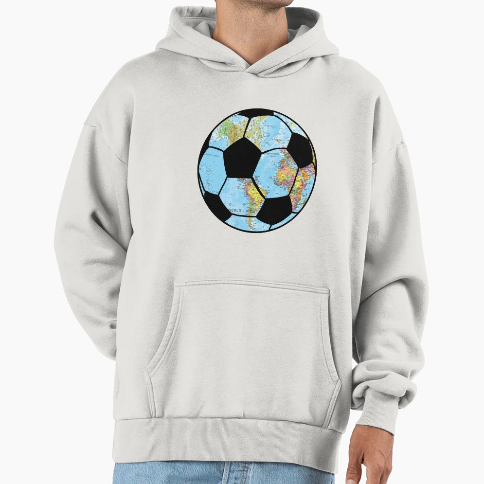 Football Around Globe Hoodie - Novelty Apparel Unisex - T-Shirt, Sweatshirt, Hoodie
