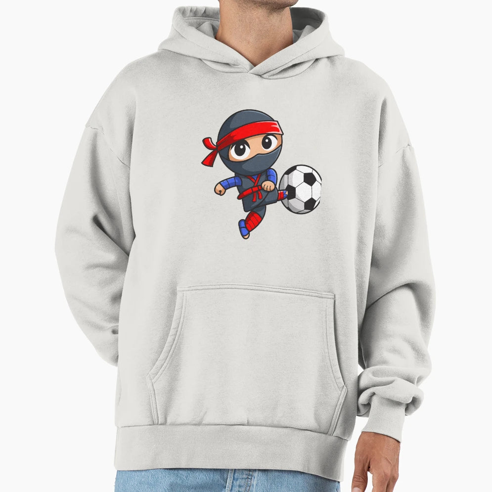 Chibi Ninja Kicking Soccer Ball Hoodie - Trendy Graphic Unisex - T-Shirt, Sweatshirt, Hoodie