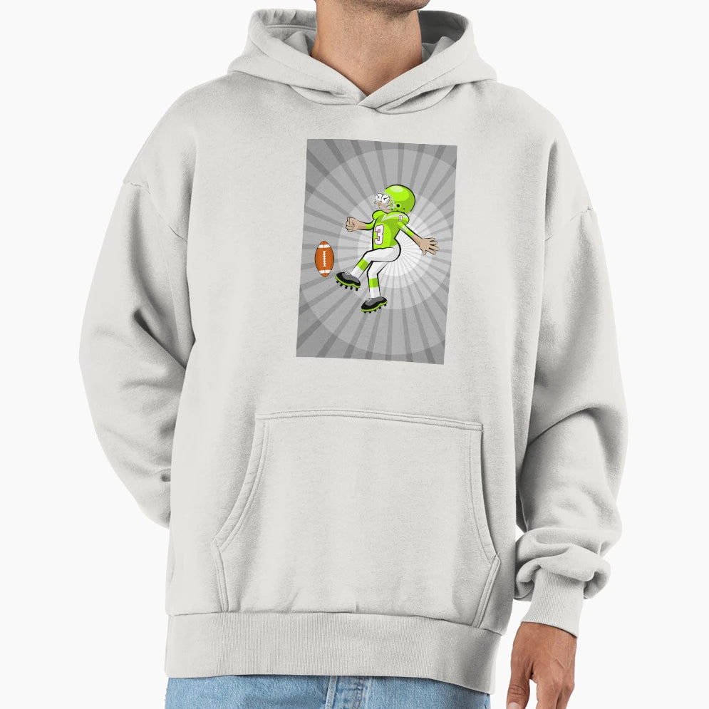 American Football Player Kicking Ball Hoodie - Aesthetic Graphic Men Women - T-Shirt, Sweatshirt, Hoodie