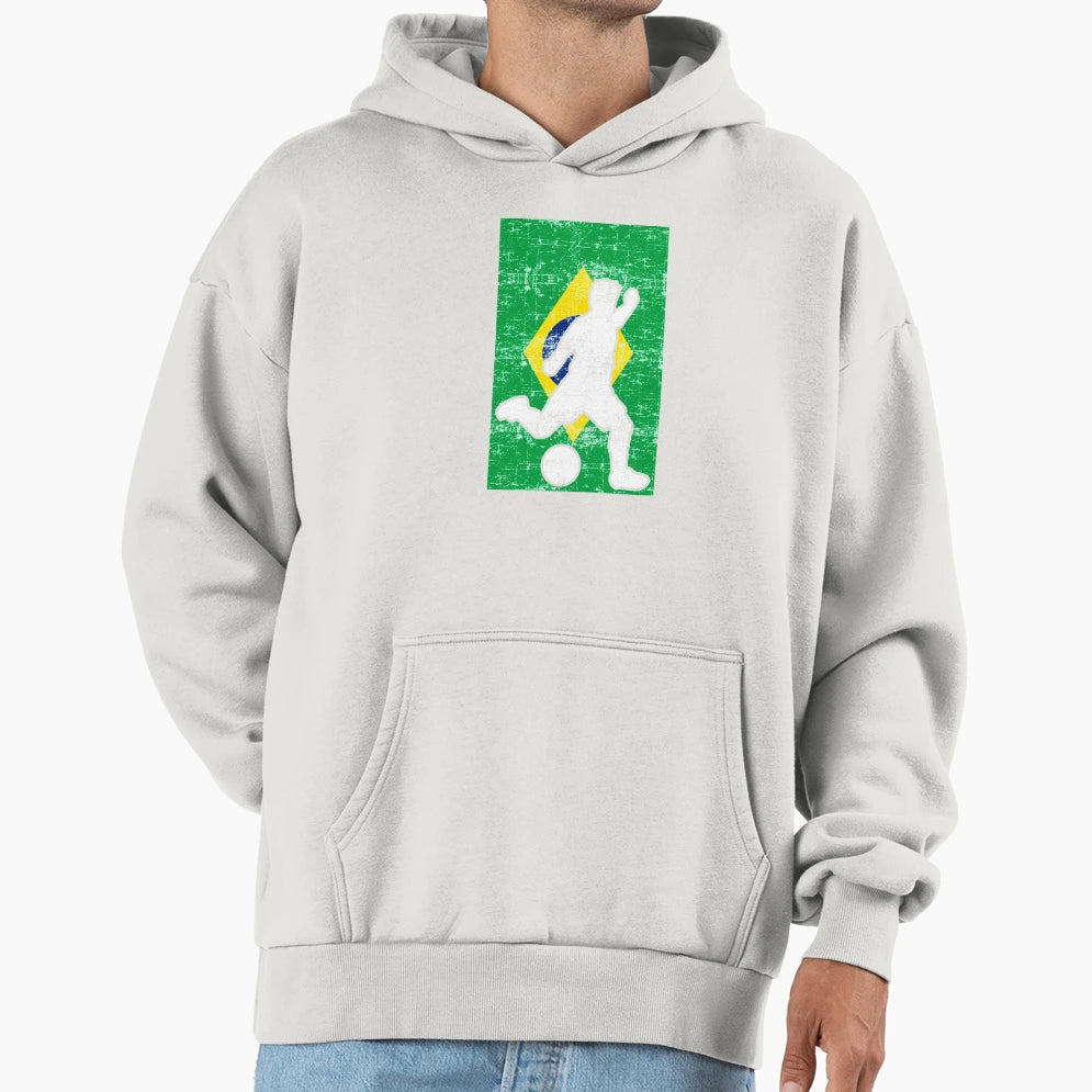 Brazil Flag Soccer Player Hoodie - Minimalist Print Men Women - T-Shirt, Sweatshirt, Hoodie