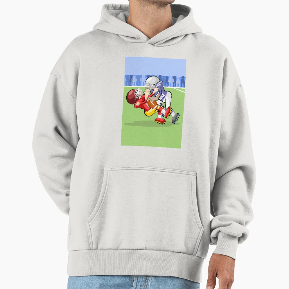 American Football Player Frontal Hoodie - Unique Graphic Men Women - T-Shirt, Sweatshirt, Hoodie
