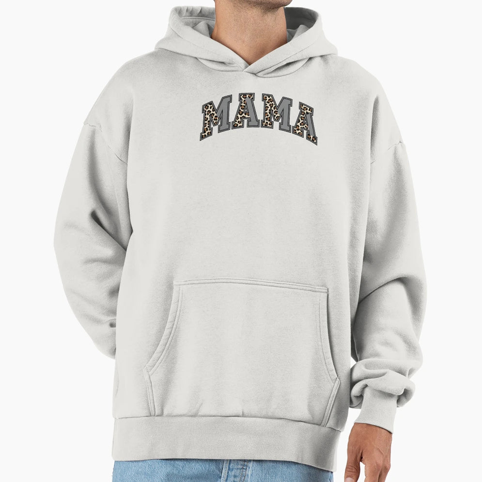 Mama Varsity Letters Leopard Arch Mom Gift Hoodie - Unique Graphic Unisex - T-Shirt, Sweatshirt, Hoodie