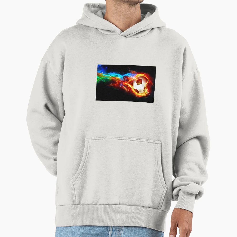 Soccer Fire Hoodie - Graphic Print Men Women - T-Shirt, Sweatshirt, Hoodie