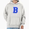 Varsity Letter B Blue Monogram Hoodie - Minimalist Print Men Women - T-Shirt, Sweatshirt, Hoodie