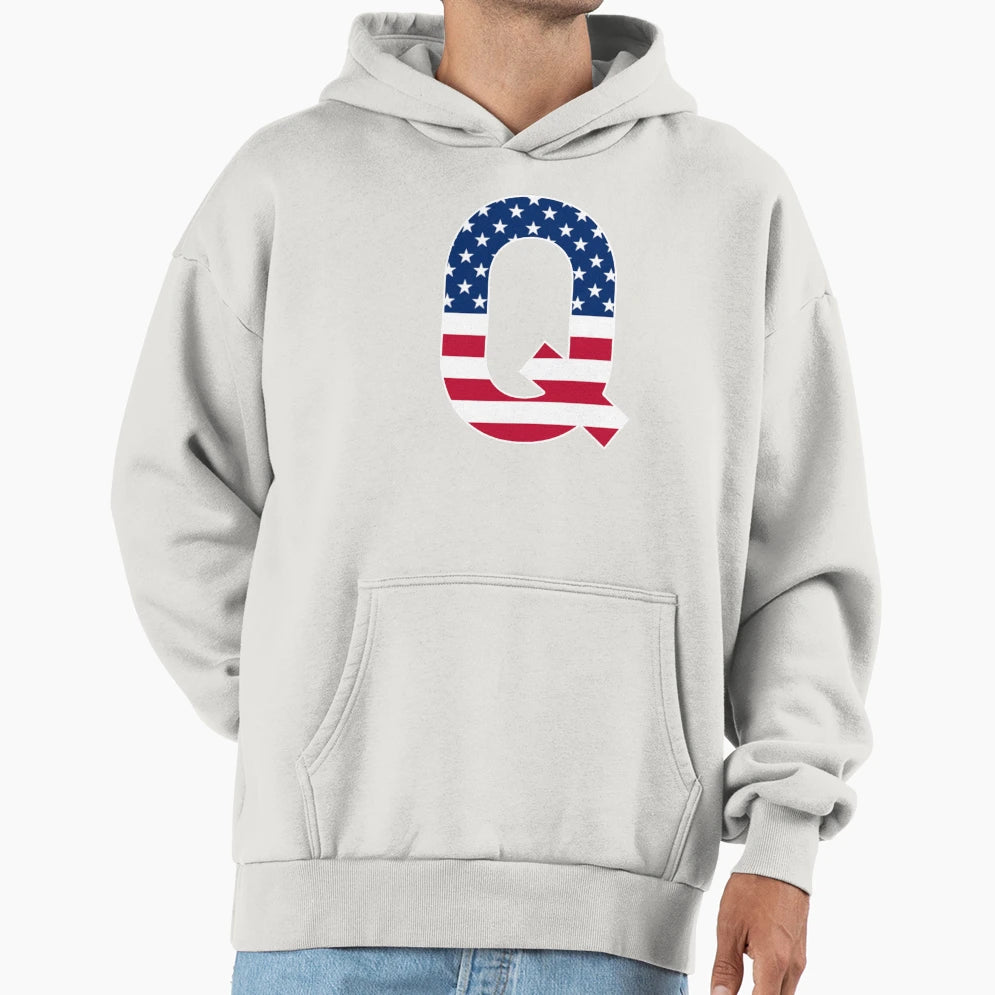Letter Q Capital Alphabet Q American Hoodie - Casual Everyday Wear Unisex - T-Shirt, Sweatshirt, Hoodie