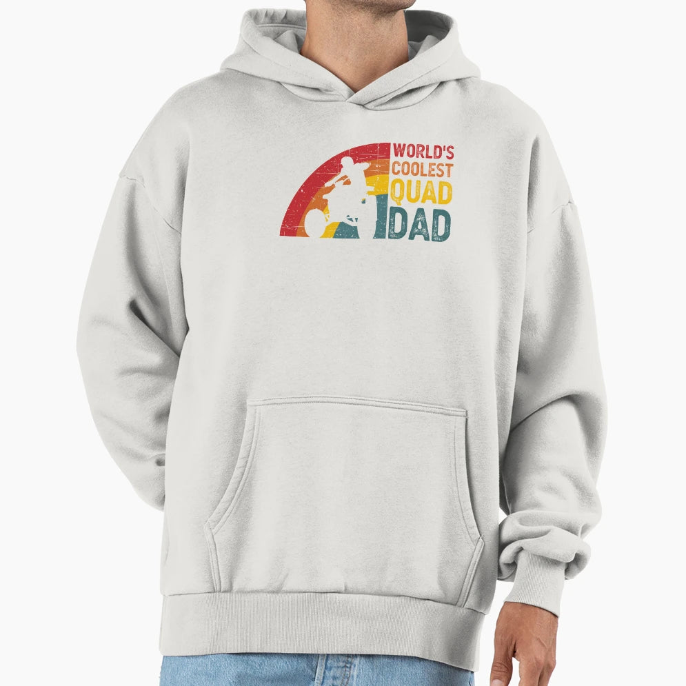 Worlds Coolest Quad Dad Father Present Hoodie - Novelty Apparel for Adults - T-Shirt, Sweatshirt, Hoodie