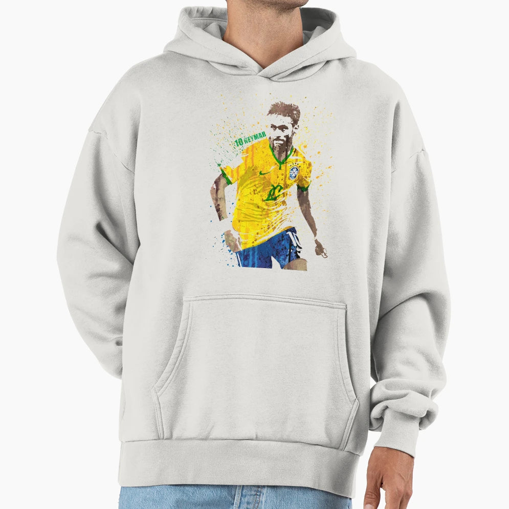 Sports Art Brazil White Hoodie - Graphic Print for Adults - T-Shirt, Sweatshirt, Hoodie