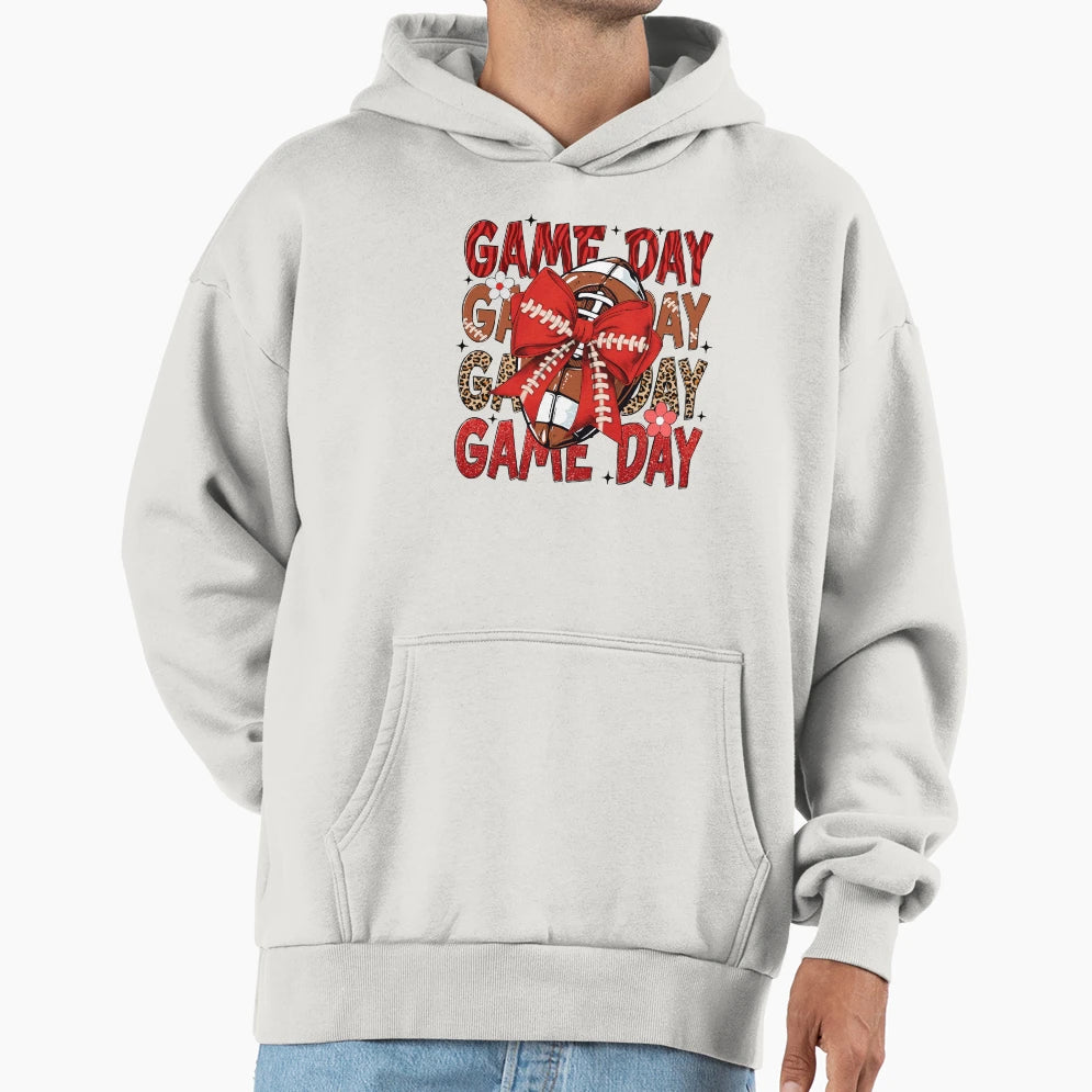 Game Day Football Bow Cheerleader Game Hoodie - Trendy Graphic Men Women - T-Shirt, Sweatshirt, Hoodie