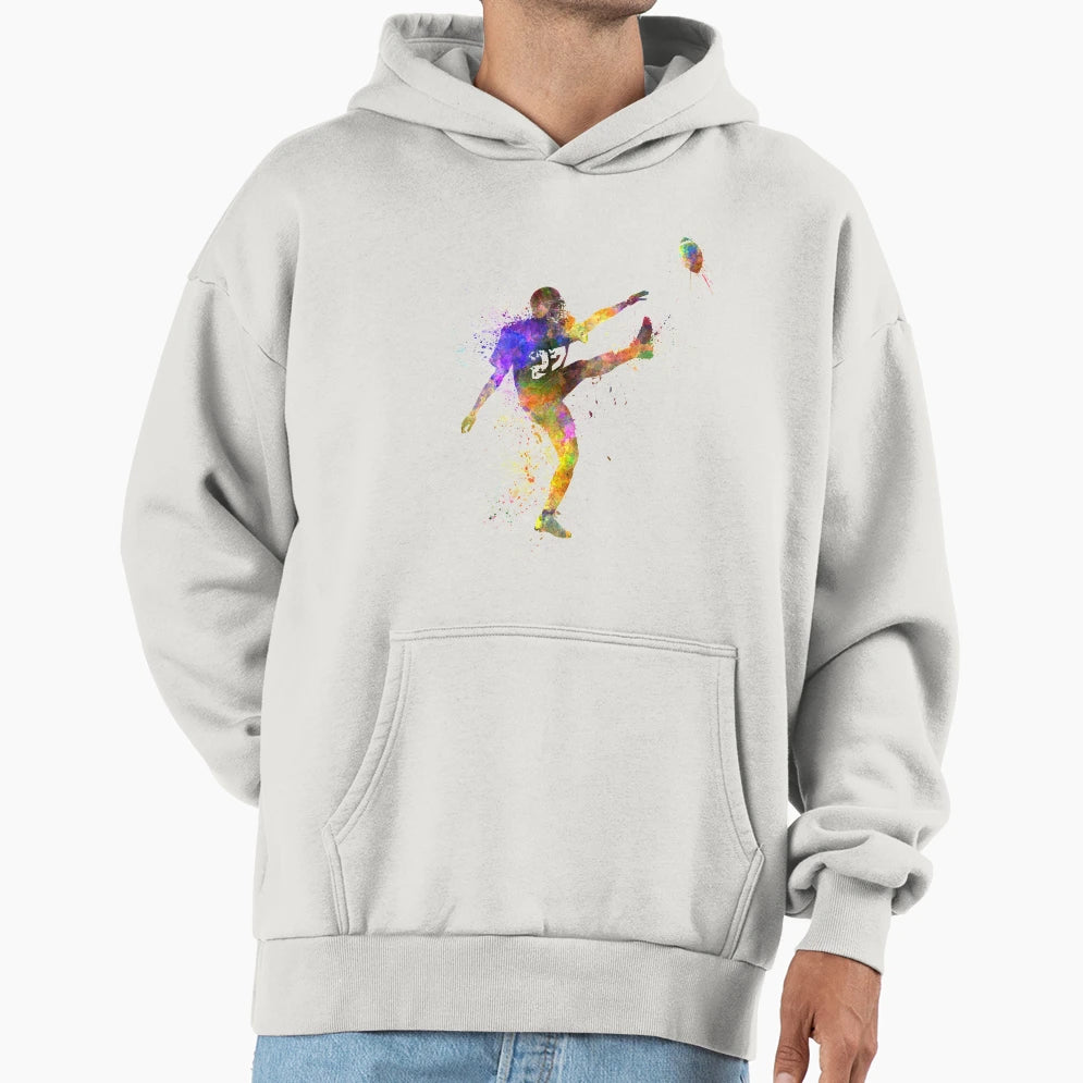 American Football Player Kicker Kicking Hoodie - Trendy Graphic Men Women - T-Shirt, Sweatshirt, Hoodie