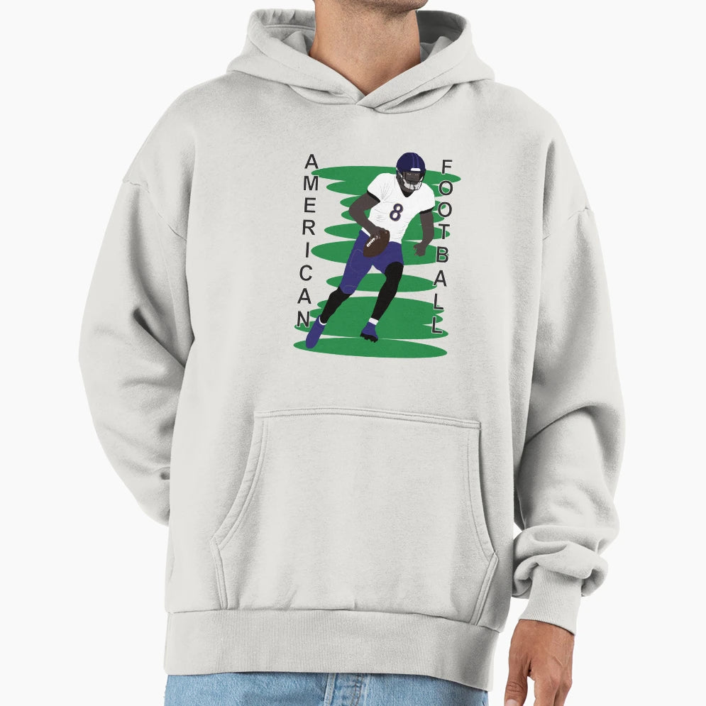 American Football Player Action Hoodie - Novelty Apparel Men Women - T-Shirt, Sweatshirt, Hoodie