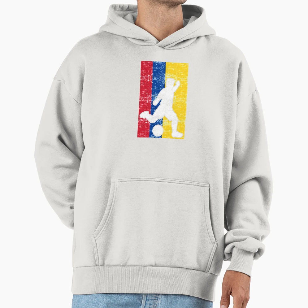 Colombia Flag Soccer Player Hoodie - Streetwear Style Men Women - T-Shirt, Sweatshirt, Hoodie