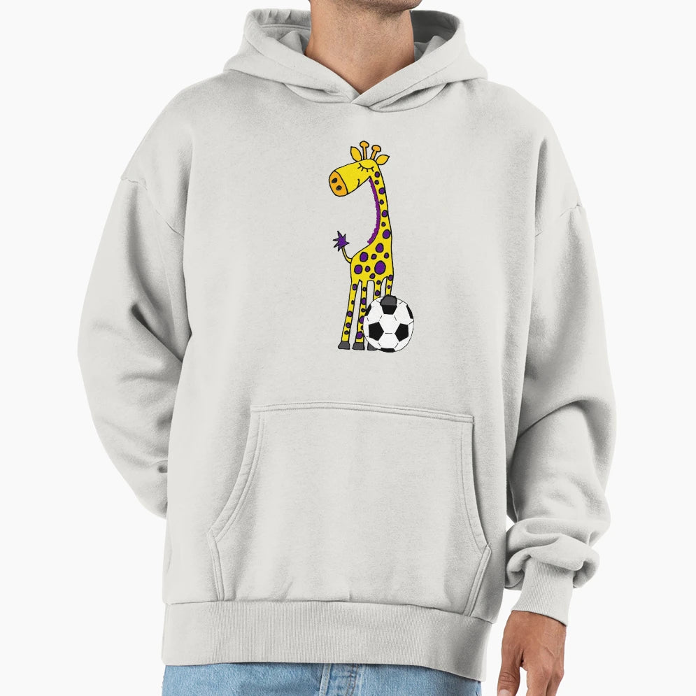 Funny Giraffe Playing Football Or Hoodie - Fun Novelty Design Men Women - T-Shirt, Sweatshirt, Hoodie