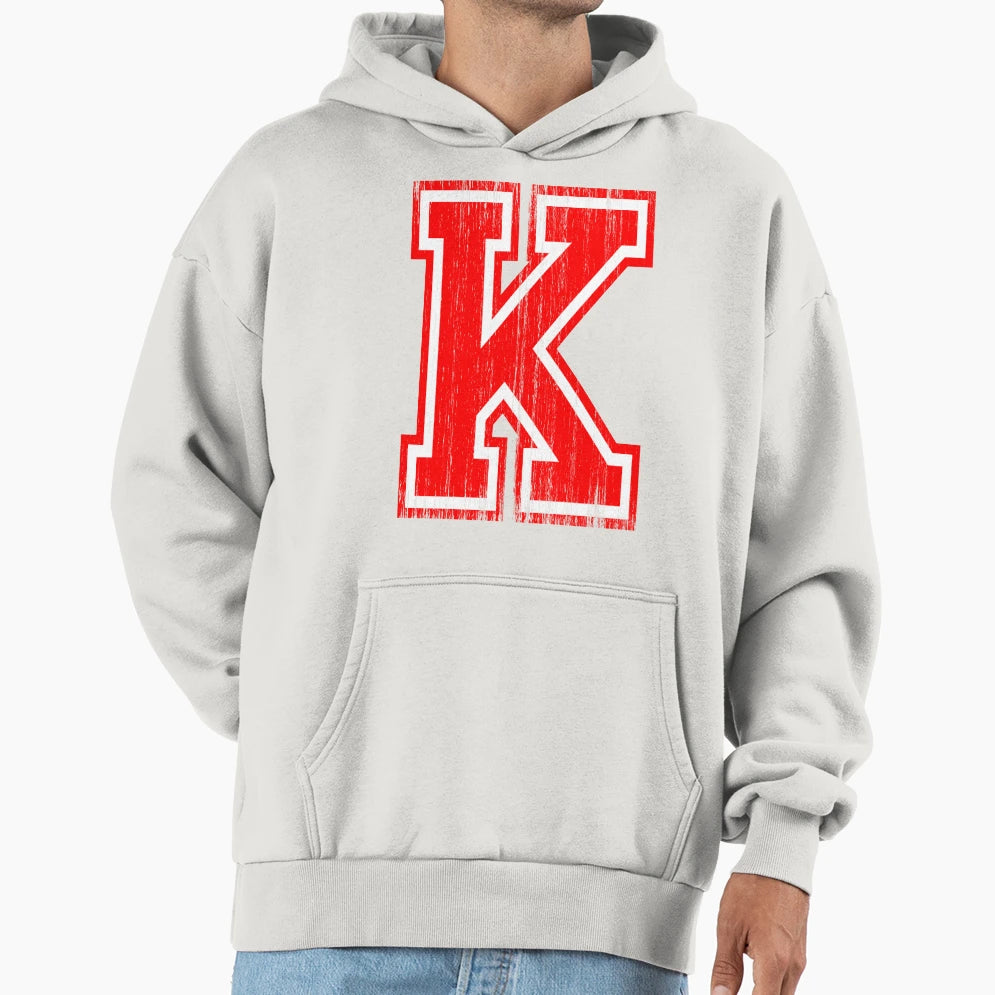 Big Red Letter K Hoodie - Minimalist Print for Adults - T-Shirt, Sweatshirt, Hoodie