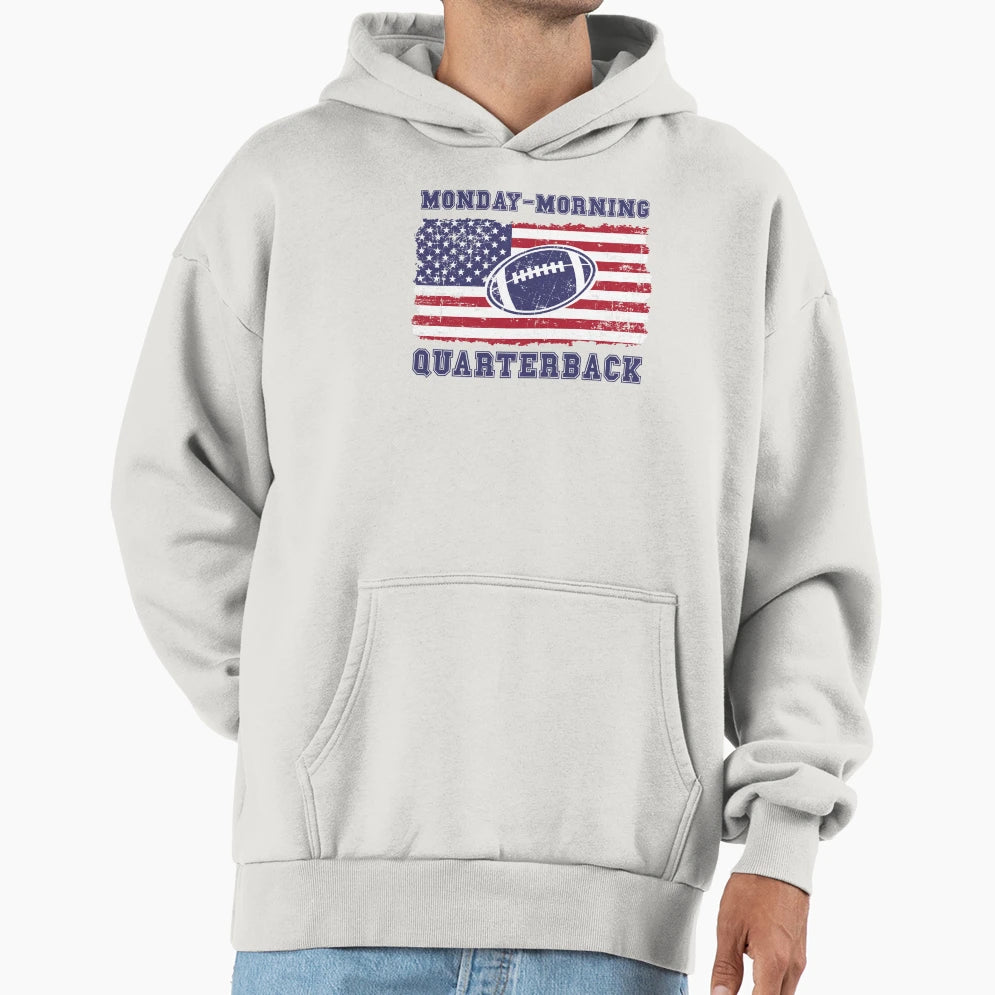 Football Monday Morning Quarterback Hoodie - Minimalist Print Men Women - T-Shirt, Sweatshirt, Hoodie