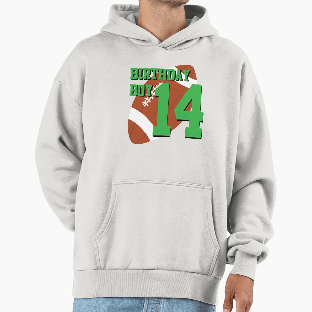 14Th Birthday Football Art 14 Year Old Hoodie - Unique Graphic Men Women - T-Shirt, Sweatshirt, Hoodie