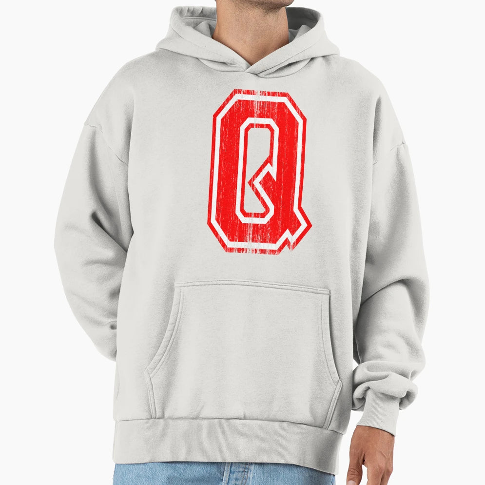 Big Red Letter Q Hoodie - Unique Graphic for Adults - T-Shirt, Sweatshirt, Hoodie