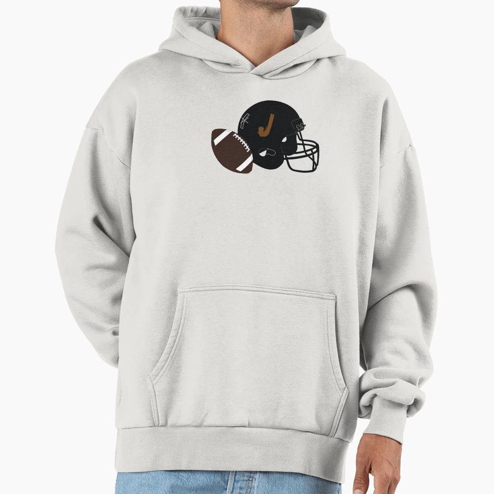 Monogram J Football Helmet Hoodie - Graphic Print for Adults - T-Shirt, Sweatshirt, Hoodie
