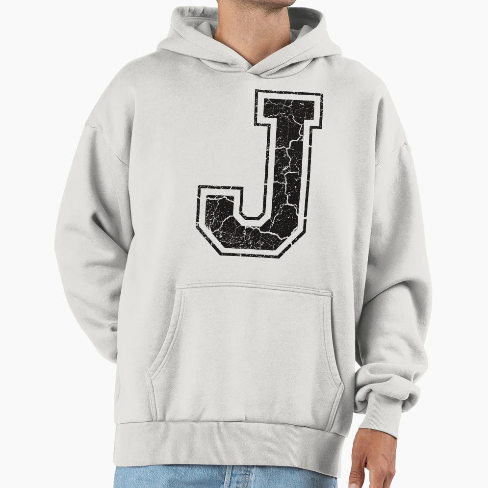 J Letter Hoodie - Casual Everyday Wear for Adults - T-Shirt, Sweatshirt, Hoodie