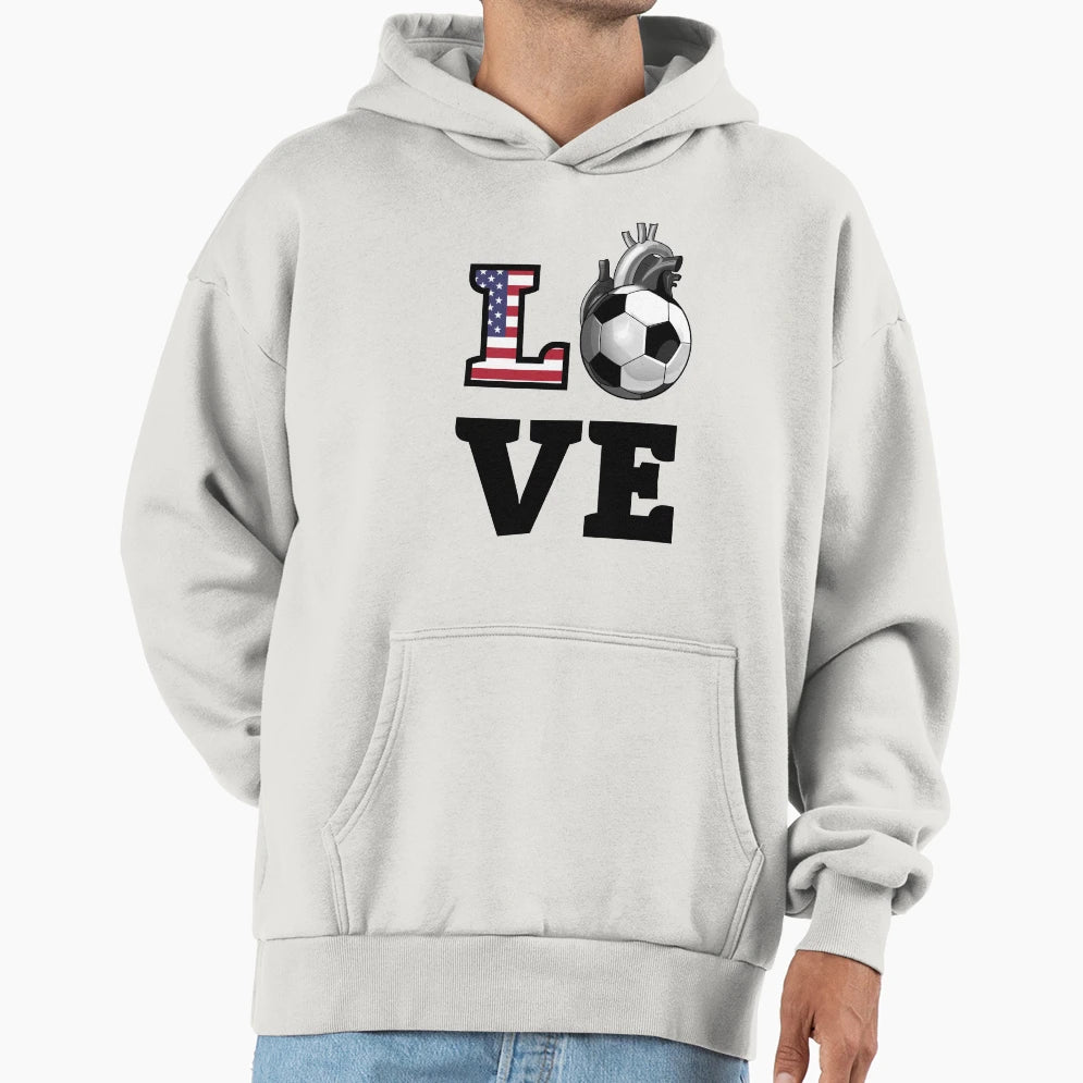 Love Soccer Hoodie - Graphic Print Men Women - T-Shirt, Sweatshirt, Hoodie