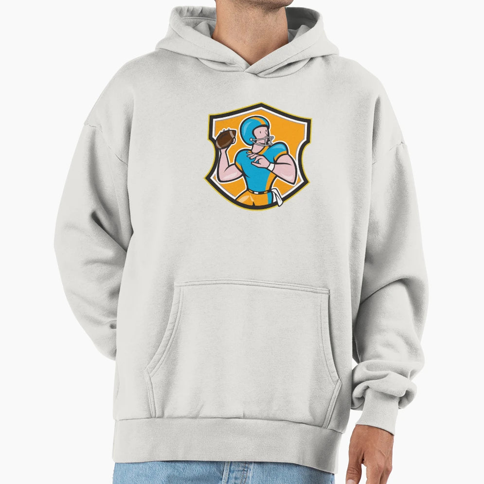 American Football Quarterback Throw Hoodie - Custom Art Print for Adults - T-Shirt, Sweatshirt, Hoodie