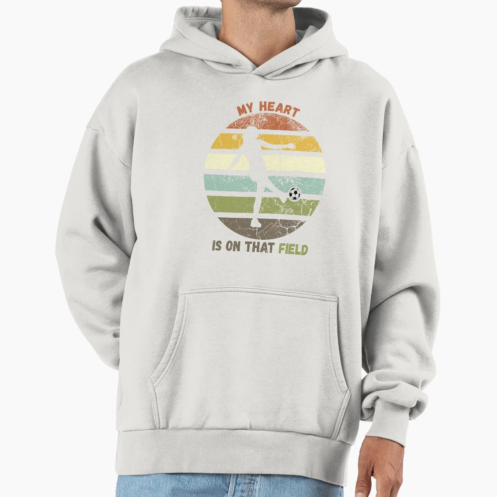 My Heart Is That Field Sunset Soccer Hoodie - Fun Novelty Design Unisex - T-Shirt, Sweatshirt, Hoodie