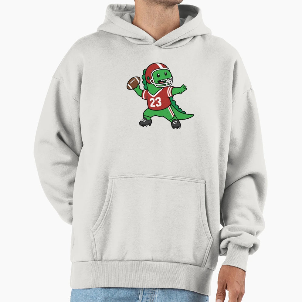 Dinosaur Football Player American Hoodie - Trendy Graphic for Adults - T-Shirt, Sweatshirt, Hoodie